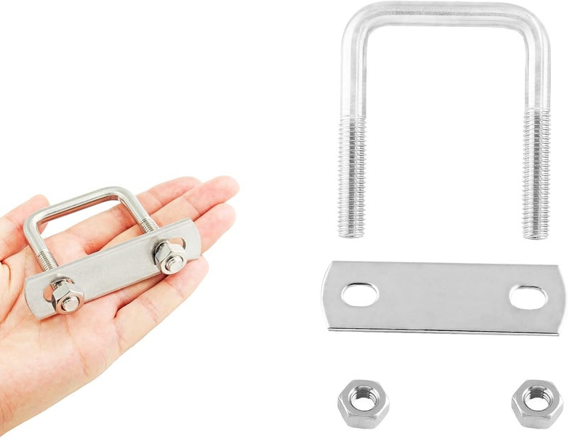 Jersvimc 2Pcs Stainless Steel Square U-Bolt Clamp M8x40x65mm - (Thread Size x Inner Width x Length), Mini Metal U Bolts Pole U Bolt Brackets for Camper Trailer Marine Boat - Image 3